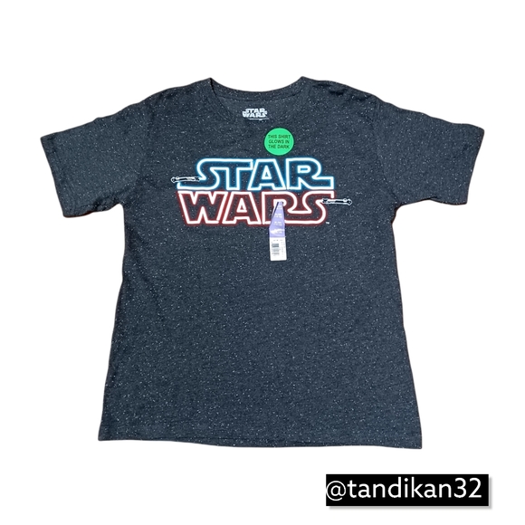 Star Wars T-Shirts for Men Light my Logo Black White Glow in the Dark XL 14/16. - Picture 3 of 4